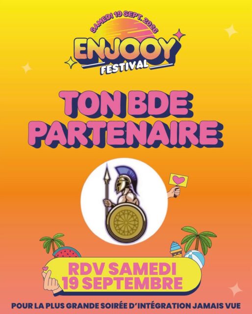 ✨ENJOOY FESTIVAL ISBACK✨
Rejoins nous pour la plus grande soirée d’intégration de France !
📅SAMEDI 19 SEPTEMBRE 2026
🕘De 12h00 à 02h00
📍9 Parc de Maurin - Lattes (à 5 min de Montpellier)
Ton BDE est super fier de t’annoncer son tout nouveau partenariat avec ENJOOY
FESTIVAL 🌈
Cette année, oublie les soirées d’inté classiques... On t’embarque pour 14H de pur kiff en mode FESTIVAL D’INTÉGRATION ! 🔥
🌸12 000 festivaliers
🎤40 artistes
🎡1 fête foraine géante
🌈+ 15 activités gratuites
🤩 50 écoles partenaires
🌳100% open air
🚌Des navettes gratuites pour t’emmener et te ramener en toute sécurité ! ❤️
Et le meilleur ? On a un code promo de 5€ rien que pour toi 👀
🎟️Alors fonce prendre ta place & reste connecté... des surprises arrivent très vite!
ENJOOY’
https://enjooyfestival.fr/billetterie/